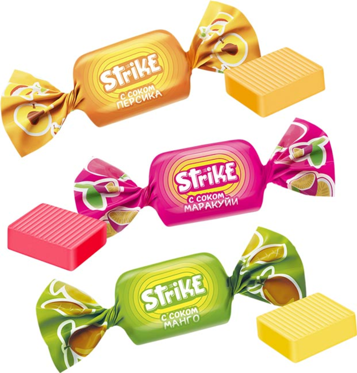 Конфеты Яшкино  жевательные Strike с соком