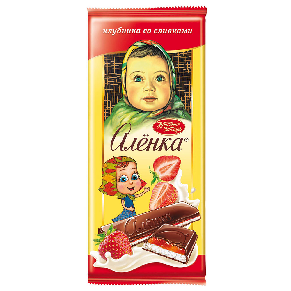 Кр.октябрь Аленка 87г.с начинкой клубника со сливками