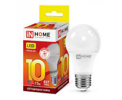 Лампа IN HOME LED-A60-VC 10Вт 230В Е27 4000К 950Лм