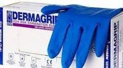 Перчатки Dermagrip размер M High Risk Powder Free анатомические синие