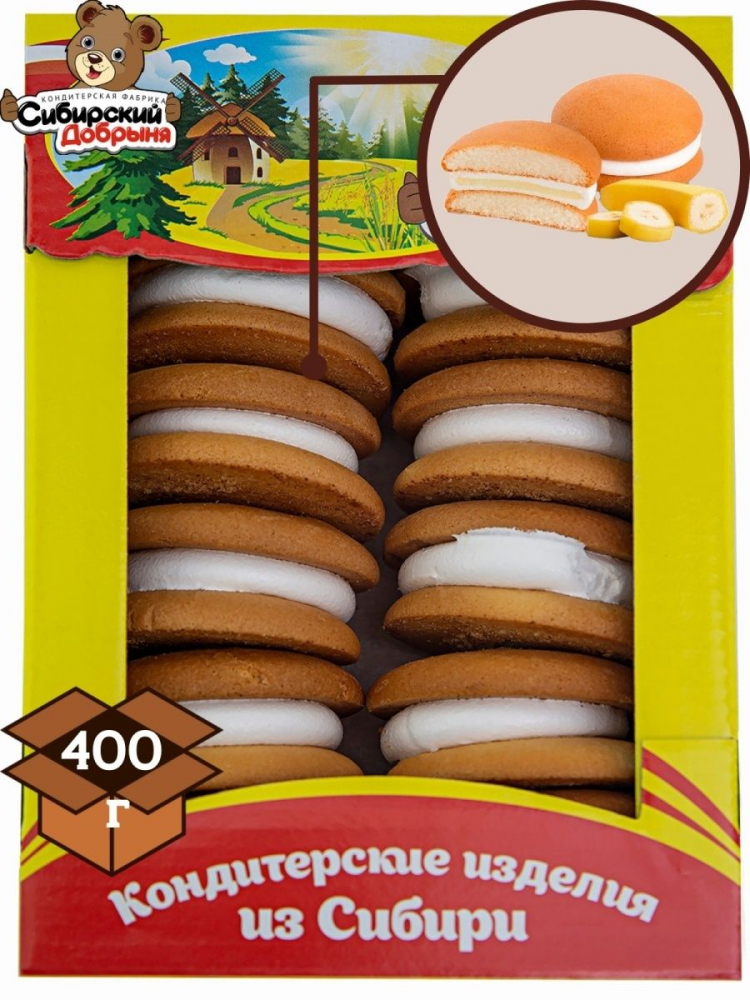 Печенье К БисквиПай 400г.с суфле вкус Банан