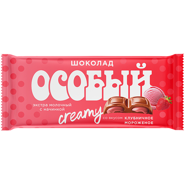 Славянка 82г.Особый экстрамолочный со вкусом клубничное мороженое