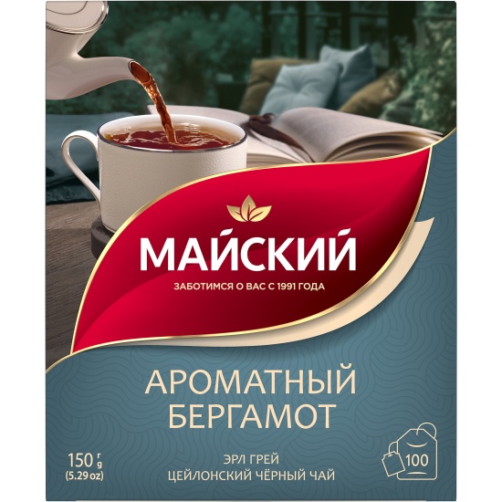 Майский Ароматный Бергамотом 100*1,5 пак черн.