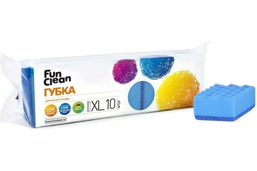 Губка для мытья посуды Fun Clean XL 5шт