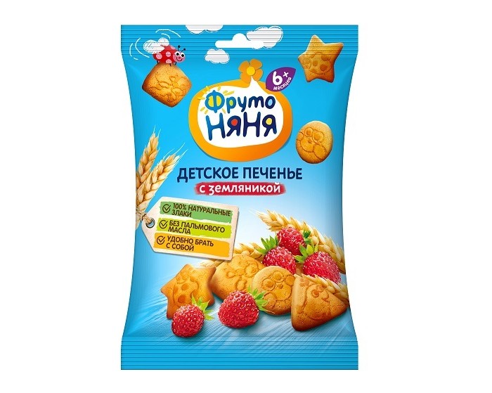 ФрутоНяня Печенье пшеничное с земляникой 50г