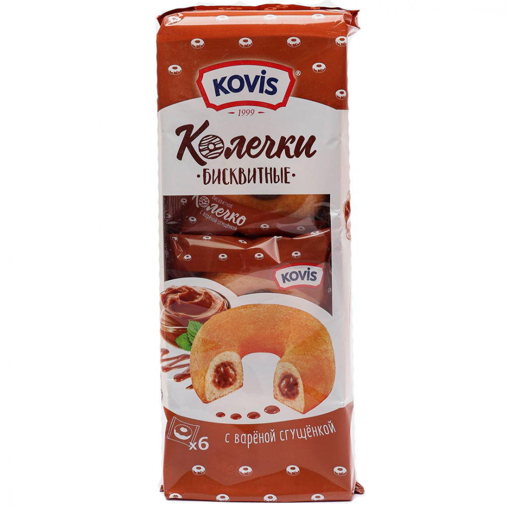 Пирожное бискв.Колечки Ковис 240г.Варён.сгущенка