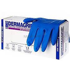 Перчатки Dermagrip размер L High Risk Powder Free анатомические синие