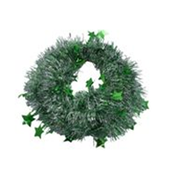 Мишура тонкая со Звездами Двухцветная Серебро+Зеленый 2м