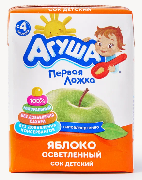 ДП Сок дет осветл Агуша яб 0% 200мл TBA