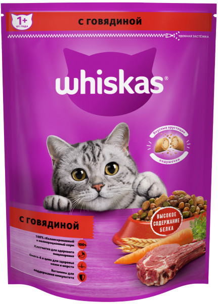 Корм Вискас сух. 800г паштет  говядина