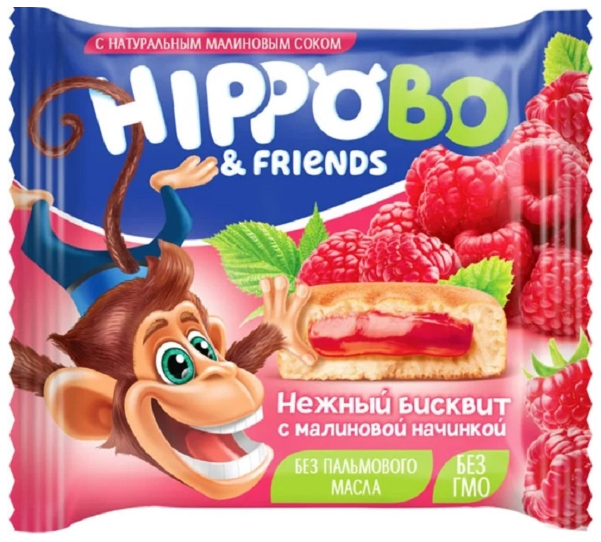 Пирожное HIPPOBO 32 г. с малиновой начинкой