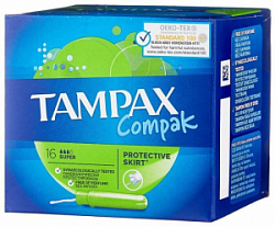 Тампоны TAMPAX Compak 16шт с аппликатором Super Duo