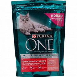 Корм П ONE для стер/кошек Лосось/Пшеница 200г