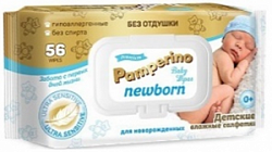 Влажные салфетки Памперино NEWBORN 56шт без отдушки с клапаном