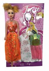 Кукла в сарафане + 2 платья + аксессуары 30*20см