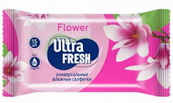 Влажные салфетки Ультра Фреш 15шт Цветы/фрукты